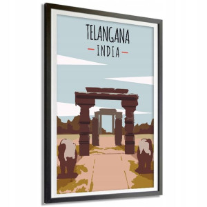 Plakat Obraz 30x40cm INDIE Stan Telangana Wzory