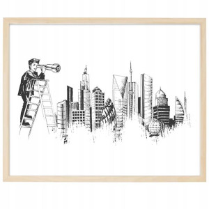 PLAKAT OBRAZ 30x40cm Miasto Człowiek Drabina Wzory