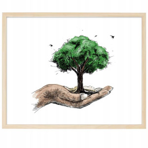 PLAKAT OBRAZ 50x70 cm Natura Drzewo Ręka Top Wzory