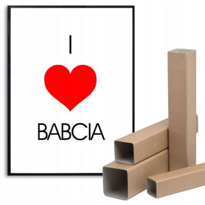 PLAKAT Obraz A3 LOVE BABCIA Dzień Babci Serce Wzor