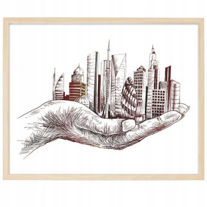 PLAKAT OBRAZ Dekor 40x60 cm Miasto w Ręce Wzory
