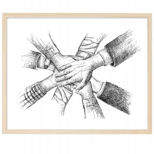 PLAKAT OBRAZ Dekor 50x70 cm Ręce Team Zespół Wzory