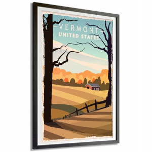 Plakat Podróżnika 40x60cm USA Stan Vermont Wzory