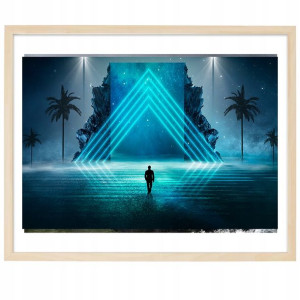 PLAKAT Poziomy Obrazy 50x70 cm Palmy Neon Wzory