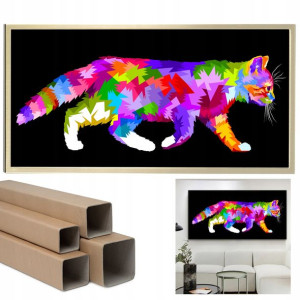 Plakat XXL 60x120 POZIOM KOT Kolorowy POPART Wzory