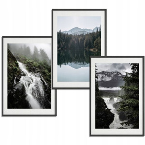 Zestaw 3 OBRAZY do Salonu Plakaty 30x40 MOUNTAINS