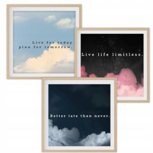 Zestaw 3 Plakaty 40x40cm Cytaty Better Live Life