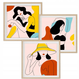 Zestaw 3 Plakaty 40x40cm Kobieta Woman Abstract