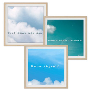 Zestaw 3 Plakaty 40x40cm Niebo Cytat Dream Believe