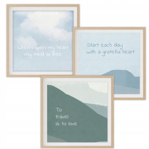 Zestaw 3 Plakaty 40x40cm Pastel Cytat Travel Heart