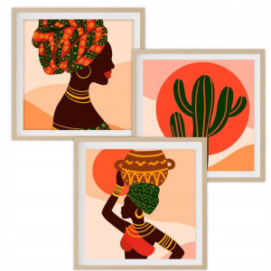 Zestaw 3 Plakaty 40x40cm Xxl Abstract Africa Woman