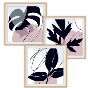 Zestaw 3 Plakaty 50x50cm Abstrakcja Liście Leafs