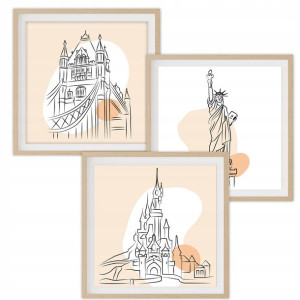 Zestaw 3 Plakaty 50x50cm Nowy Jork Paryż Disney