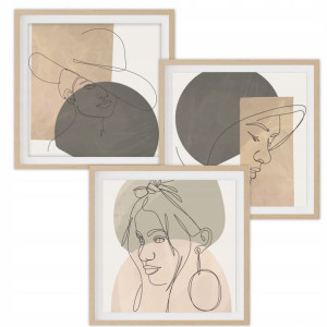Zestaw 3 Plakaty 50x50cm Xxl Lineart Woman Kobieta
