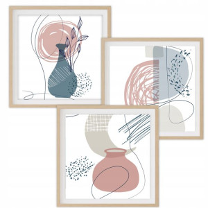 Zestaw 3 Plakaty 60x60cm Abstrakcyjne Pastelowe