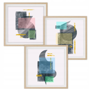Zestaw 3 PLAKATY 60x60cm Duże ABSTRAKT GEOMETRY