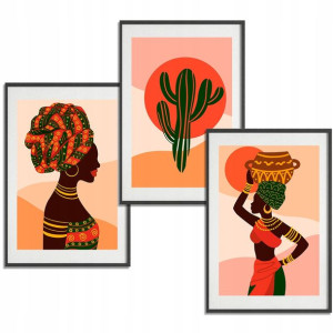 ZESTAW 3 PLAKATY Obraz do Salonu 40x60cm AFRICAN