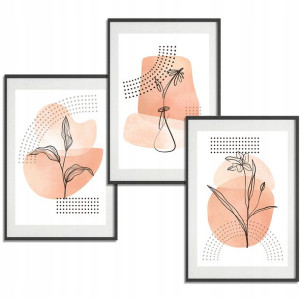 Zestaw 3 PLAKATY Obrazy 21x29,7 LINE ART ABSTRACT