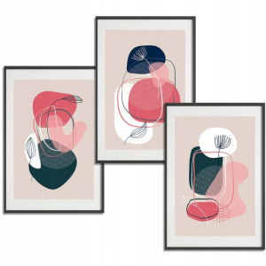 Zestaw 3 PLAKATY Obrazy 21x29,7 LINE ART ABSTRACT