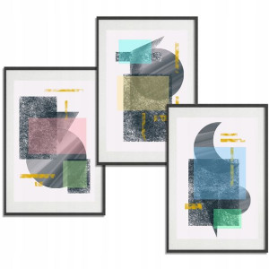 Zestaw 3 PLAKATY Obrazy 50x70 ABSTRACT Geometry