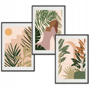 Zestaw 3 PLAKATY Obrazy 91x61 BOTANICAL Nature