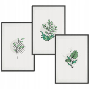 Zestaw 3 PLAKATY Obrazy 91x61 BOTANICAL Nature