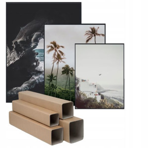 Komplet 3 Obrazów Zestaw Mix Tropical Morze Palmy