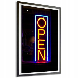 PLAKAT 140x100cm Neonowe OPEN Napis Barowy Wzory