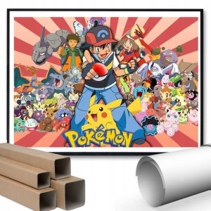 Plakat A3 42x29,7 Dla Fana PIKACHU POKEMON ASH Wz