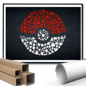 Plakat A3 42x29,7cm OBRAZ Dla Fana POKEBALL Wzory