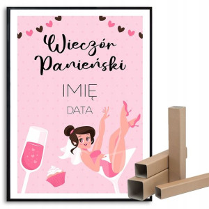 Plakat A3 Wieczór Panieński Pamiątka Twoje Imię