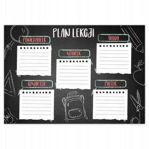 PLAN LEKCJI 15x10,5cm Tablica Tydzień Szkoła Wzory