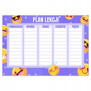 PLAN LEKCJI 30x21cm Śmieszne Emoji Szkoła Wzory