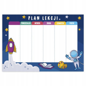 PLAN LEKCJI 50x35cm Chłopaka Kosmos Tydzień Wzory