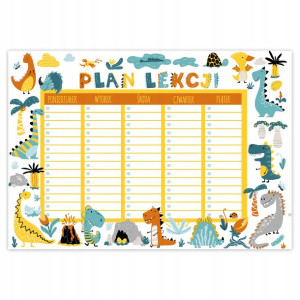 PLAN LEKCJI 50x35cm Dinozaur Zajęcia Tydzień Wzory