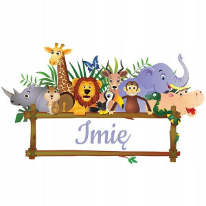 Naklejka Na Ścianę 120cm Xl Imię Safari Zwierzęta
