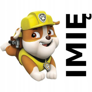 NAKLEJKA NA ŚCIANĘ 120x93 Psi Patrol Rubble IMIĘ