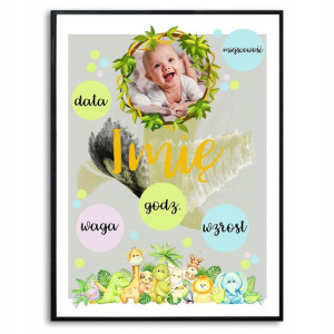 Plakat A3 29,7x42 Metryczka Dziecko Animals Wzory