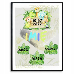 Plakat A3 29,7x42cm Mteryczka Liście Dżungla Wzory
