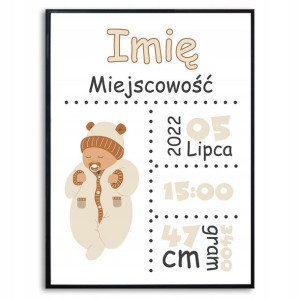PLAKAT A3 Duży Metryczka Boho Plansza Dane Wzory