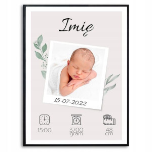 PLAKAT A3 Duży Metryczka Zdjęcie Twoje Dane Wzory