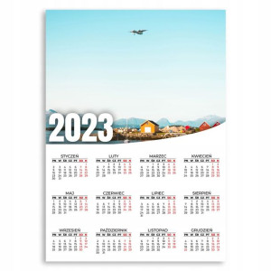 KALENDARZ 2023 ROK 50x70 cm PLAKATOWY Wioska Wzory