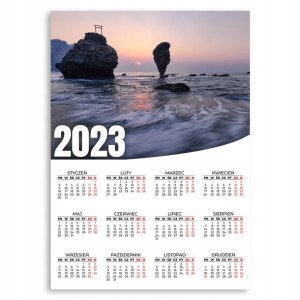KALENDARZ ŚCIENNY 2023 ROK 50x70cm DUŻY Fale Wzory