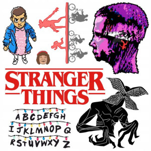 ZESTAW Naklejek serial STRANGER THINGS Dużo WZORÓW