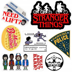 ZESTAW Naklejek serial STRANGER THINGS Dużo WZORÓW