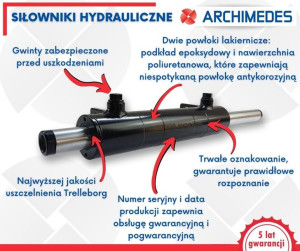 Cylinder hydrauliczny - siłownik jednostronny wzmocniony SMN2.50 630+KT2 Tu