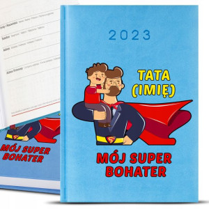 Kalendarz Błękit 2023 SUPER BOHATER TATA IMIĘ Wz