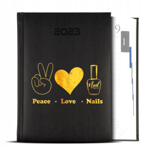 Kalendarz GOLD 2023 Lśniące PEACE LOVE NAILS Wzory