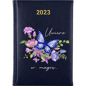 Kalendarz Terminarz Plener A5 2023 Granatowy BOHO