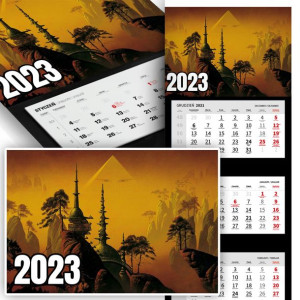 Piękne Trójdzielny Kalendarz 2023 JAPAN JAPONIA Wz